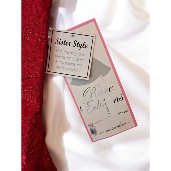 Rare Editions Big Girls Sleeveless Brocade with Jeweled Neckline Social Red Dres - Picture 5 of 13